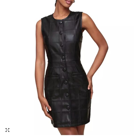NWT AVEC LES FILLES | Textured Faux-Ever Leather Mini Dress - Picture 1 of 17